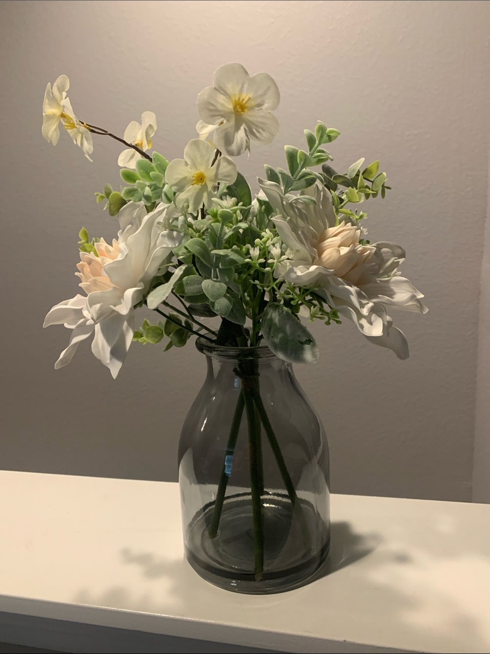 Kirklands White & Cream Faux Floral Vase Arrangement
